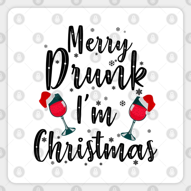 Merry Drunk. Funny Christmas Sweater. Magnet by KsuAnn